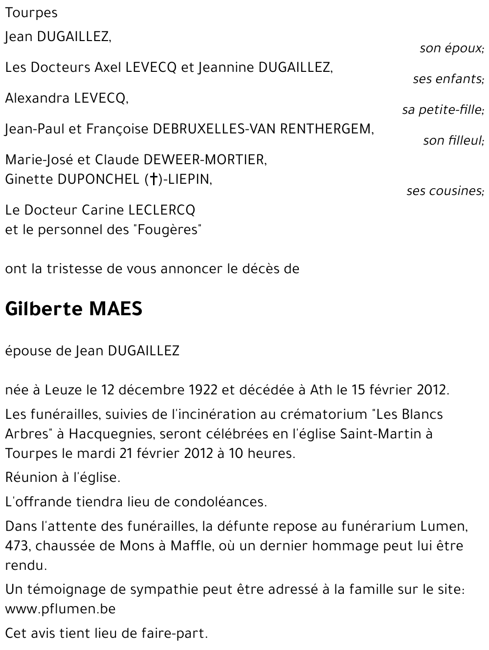 Gilberte MAES