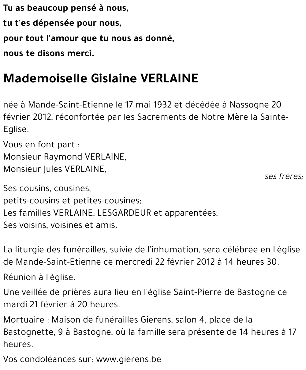 Gislaine VERLAINE