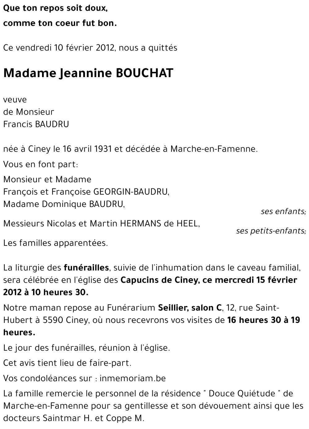 Jeannine BOUCHAT