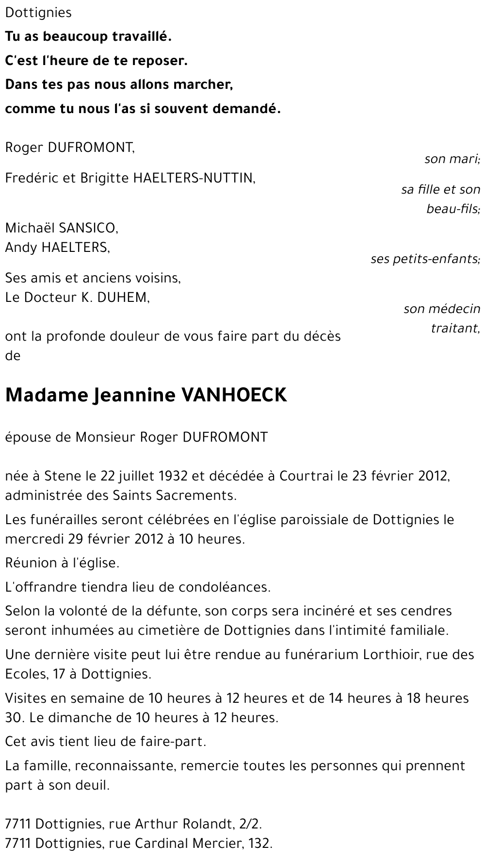Jeannine VANHOECK