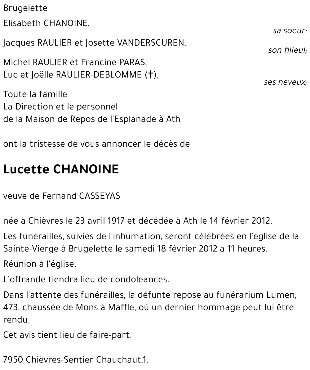 Lucette CHANOINE