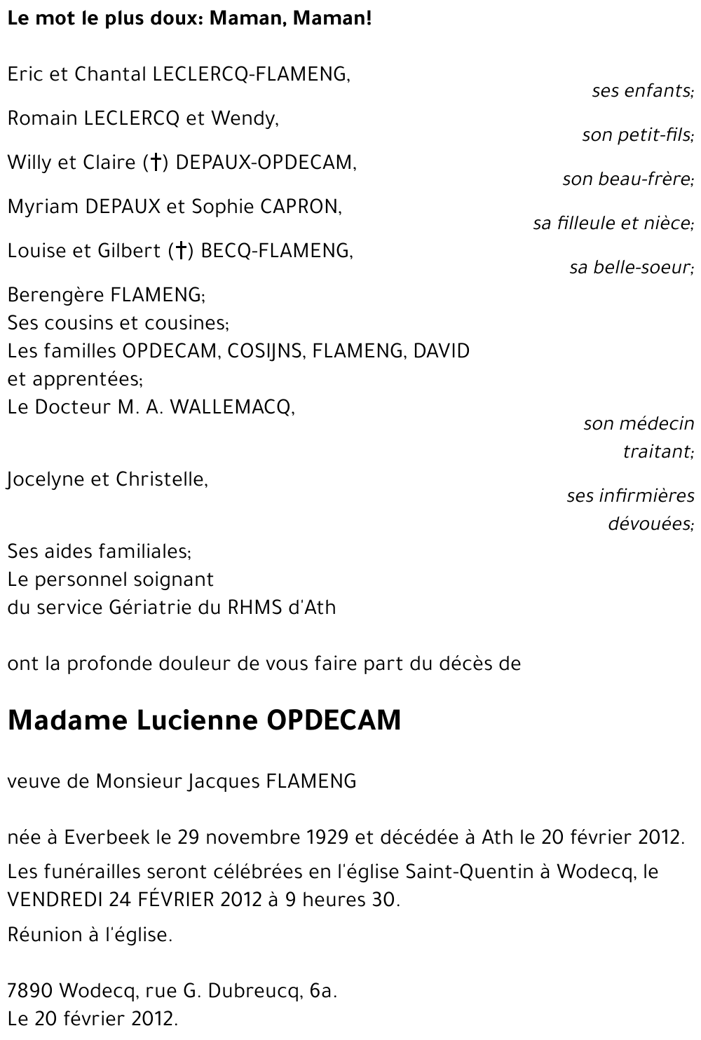 Lucienne OPDECAM