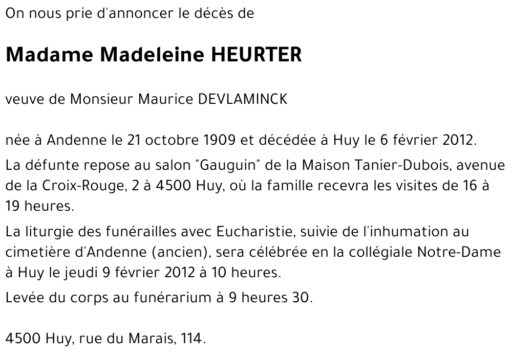 Madeleine HEURTER