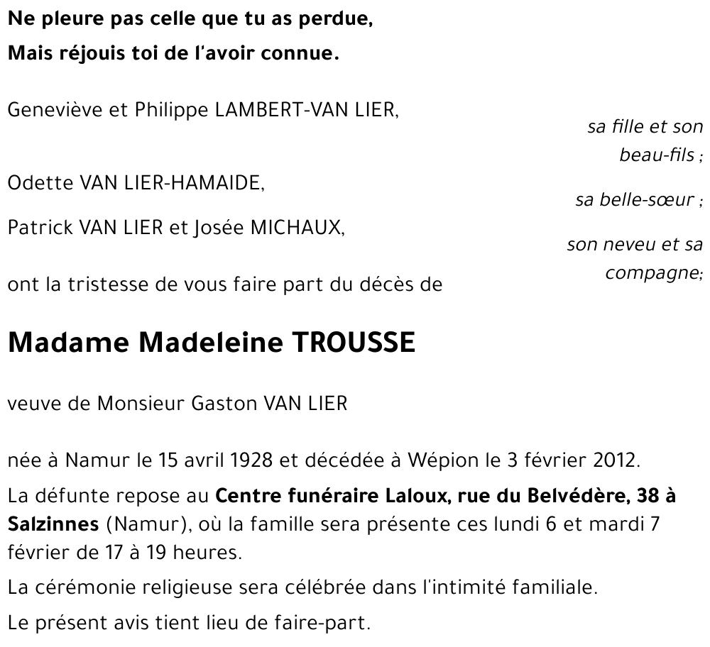Madeleine TROUSSE