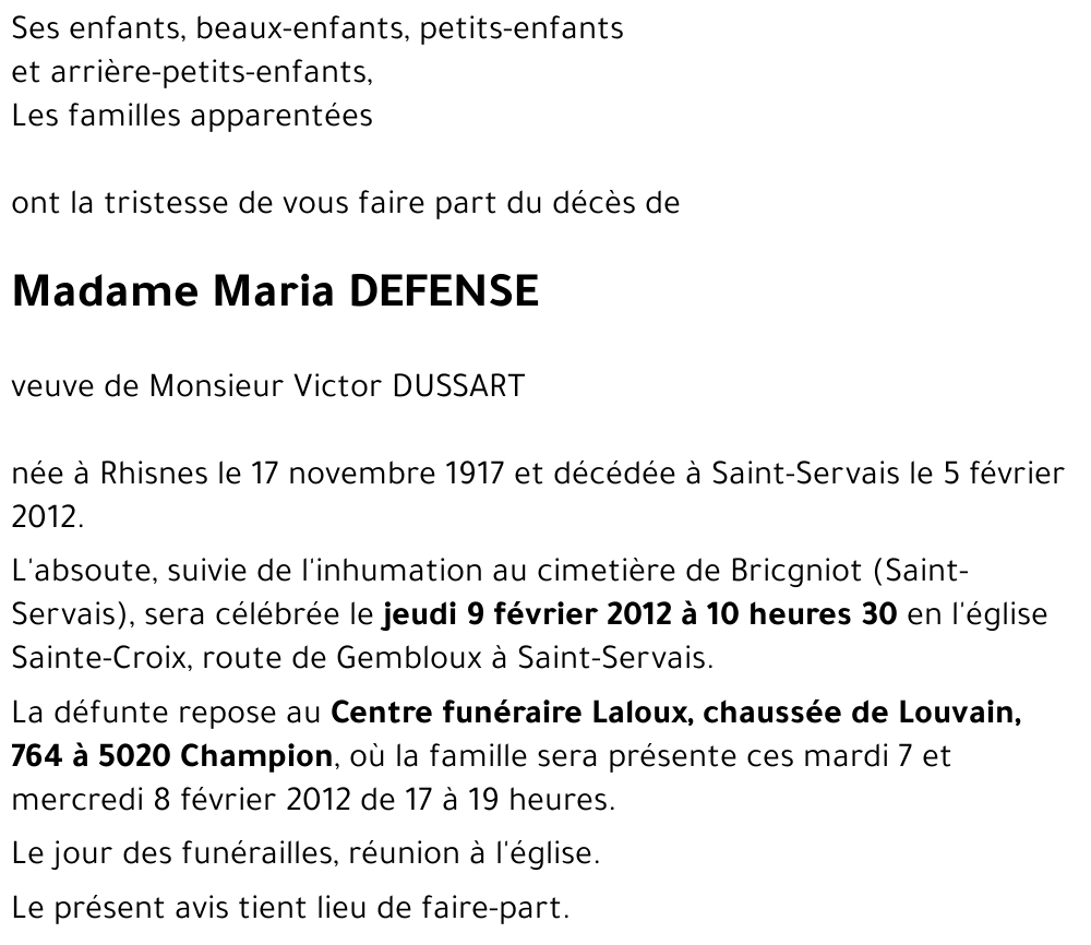 Maria DEFENSE