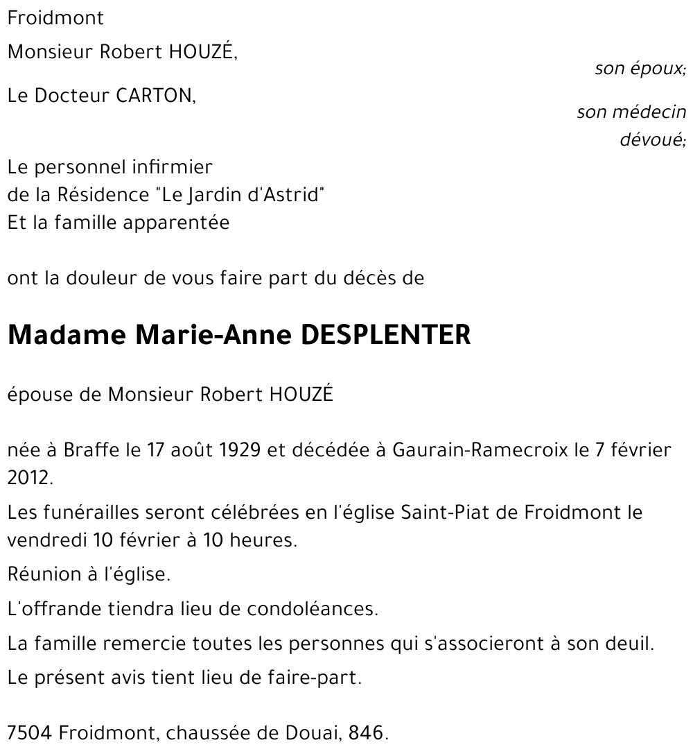 Marie-Anne DESPLENTER