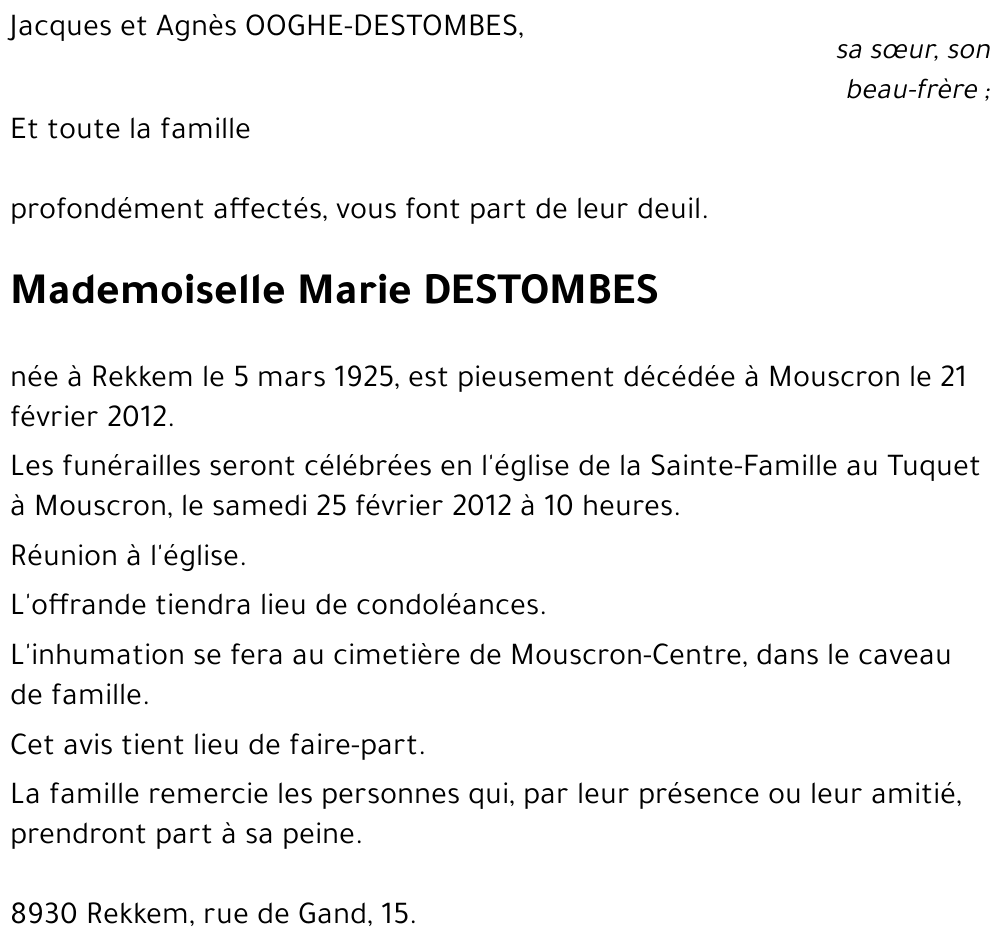 Marie DESTOMBES