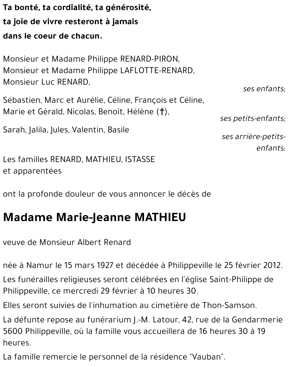 Marie - Jeanne MATHIEU