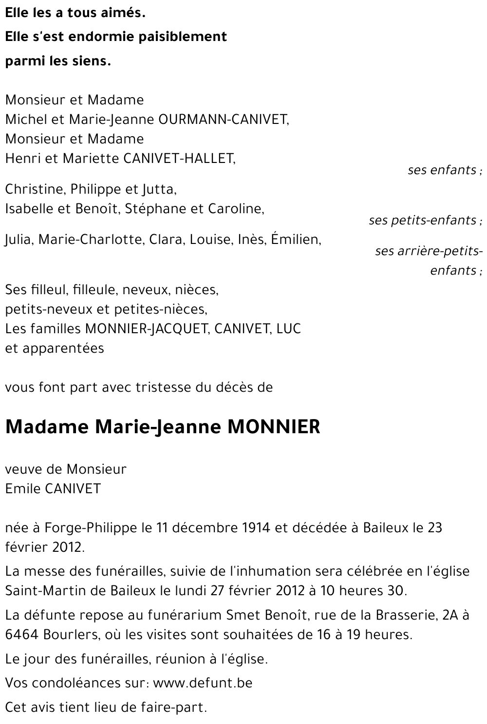 Marie-Jeanne MONNIER