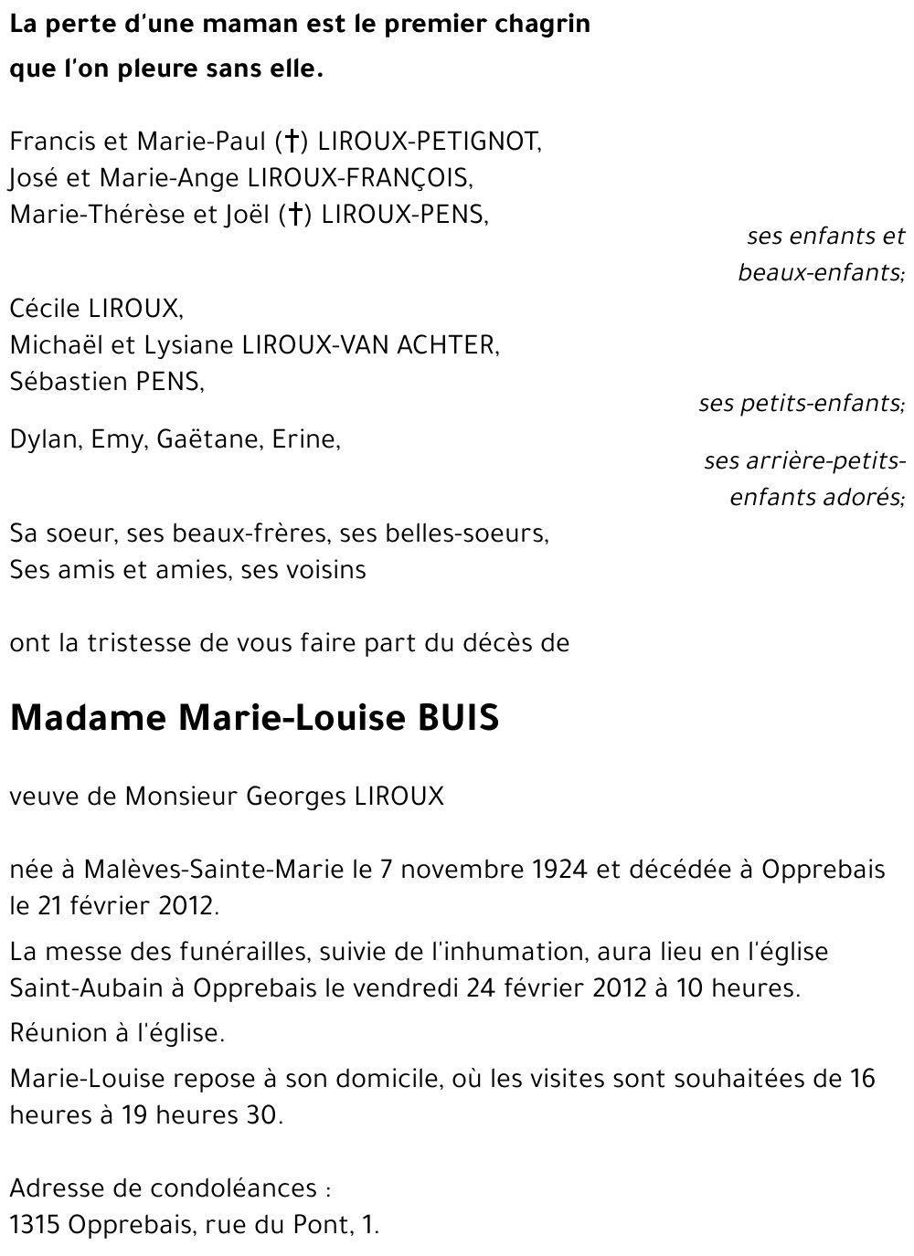 Marie-Louise BUIS