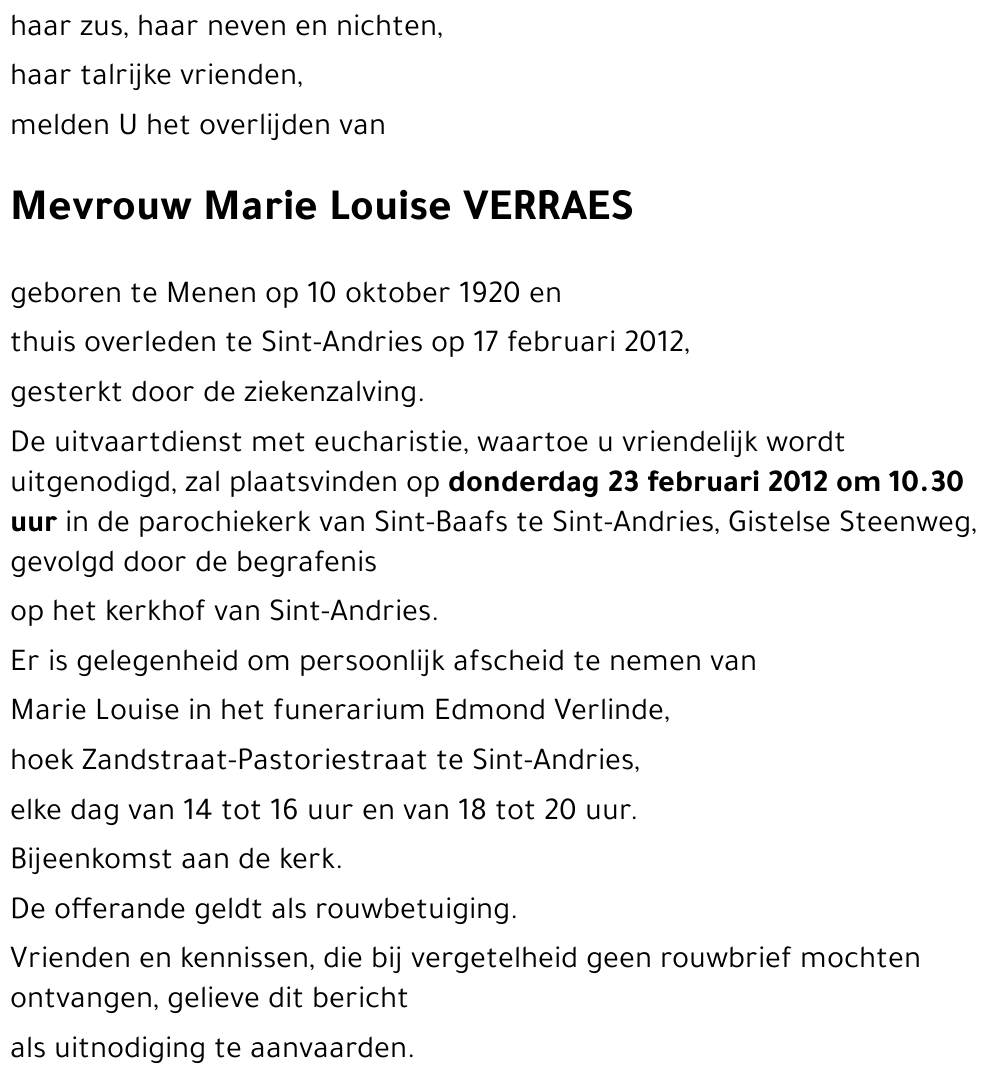 Marie Louise VERRAES