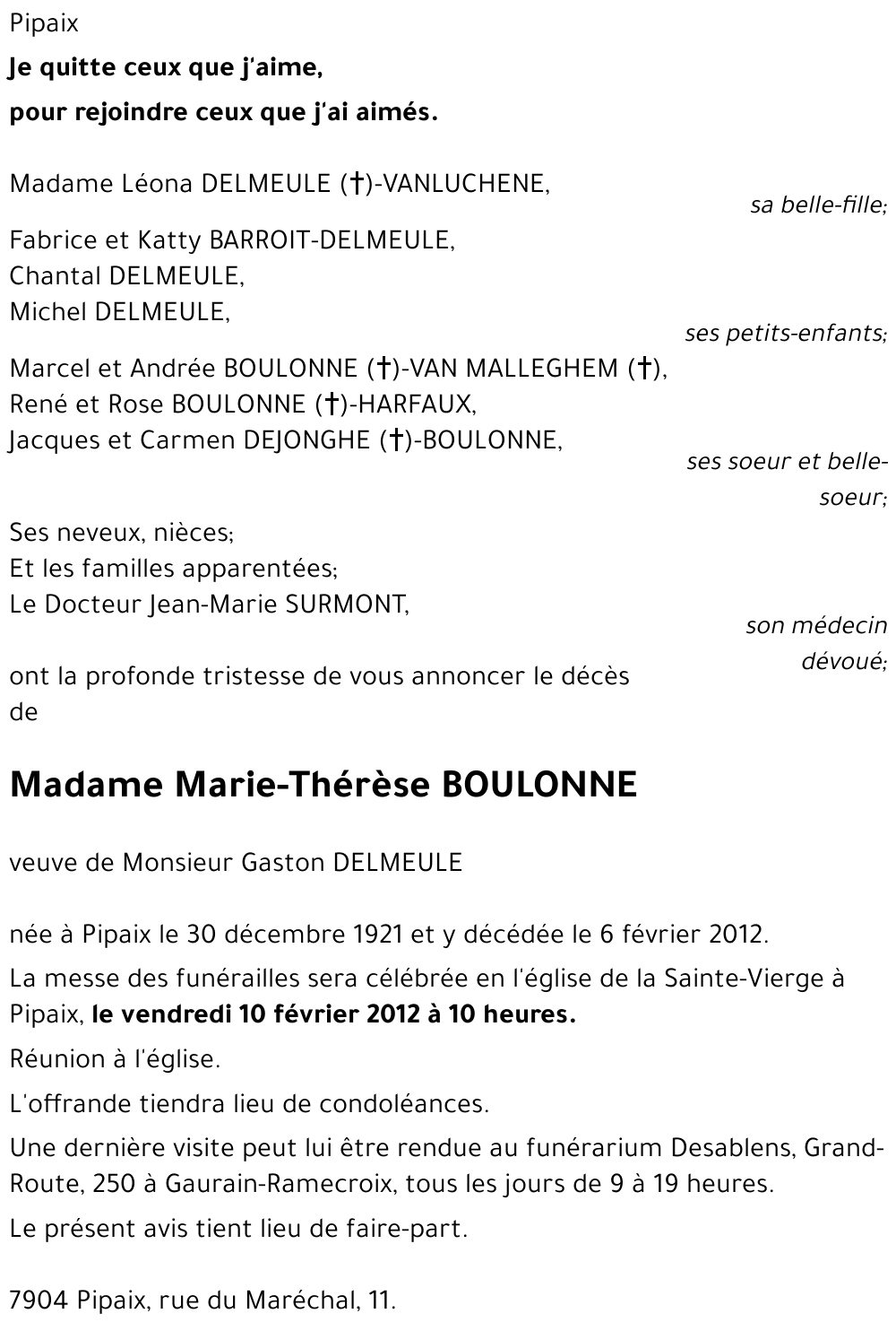 Marie-Thérèse BOULONNE