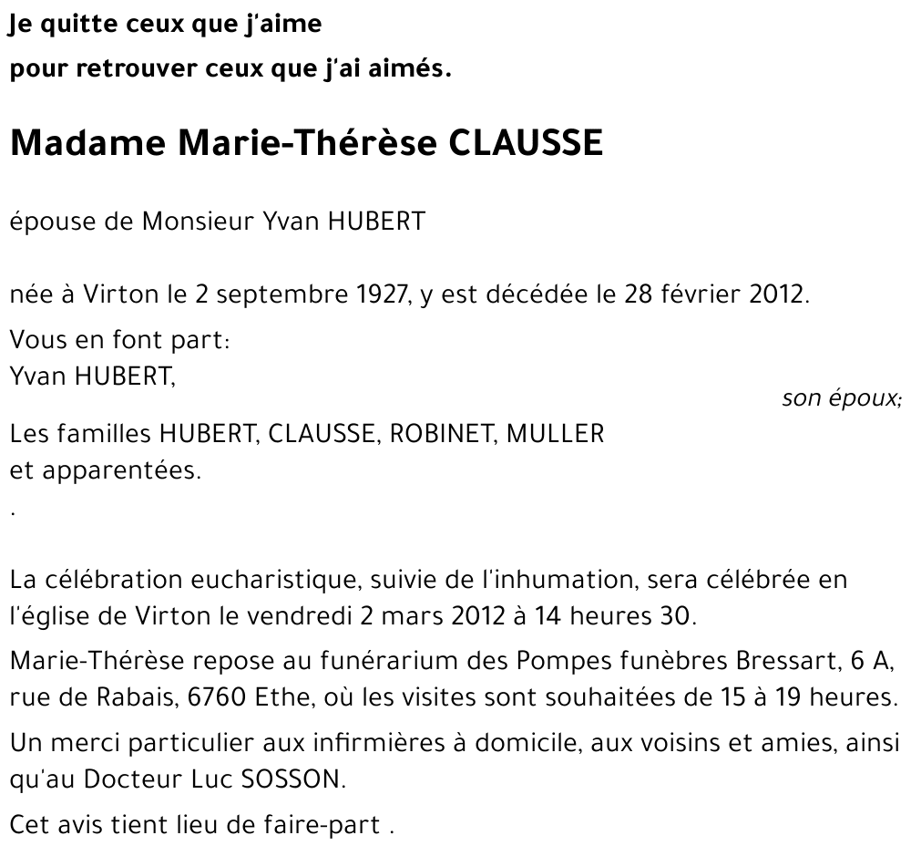 Marie-Thérèse CLAUSSE