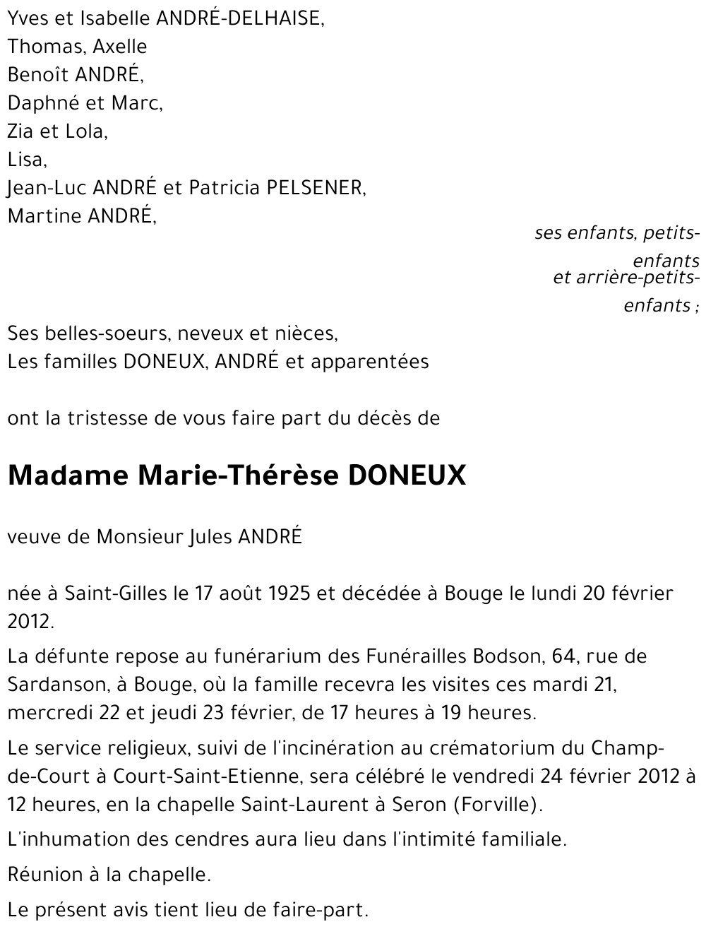 Marie-Thérèse DONEUX