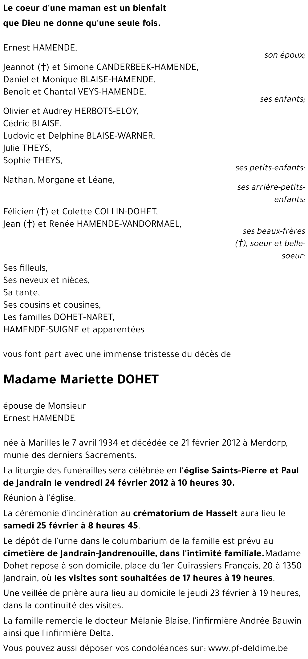 Mariette DOHET