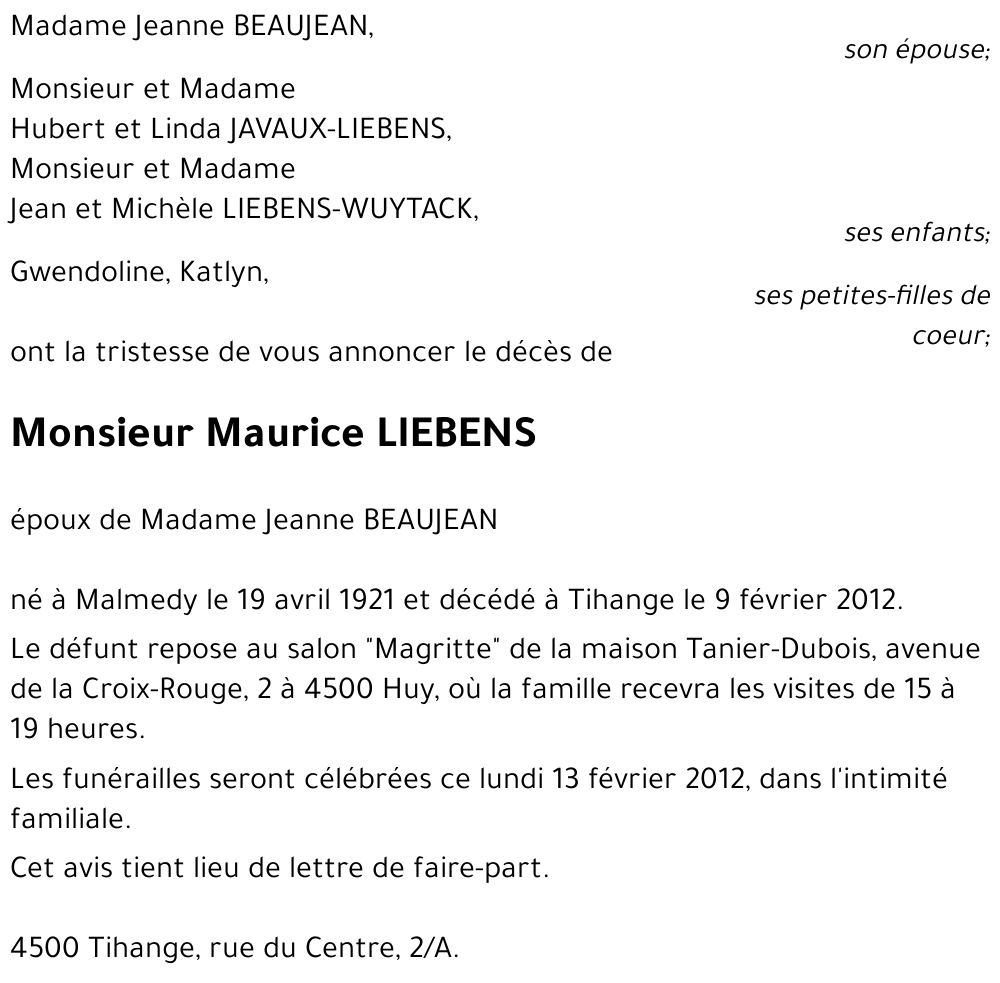 Maurice LIEBENS