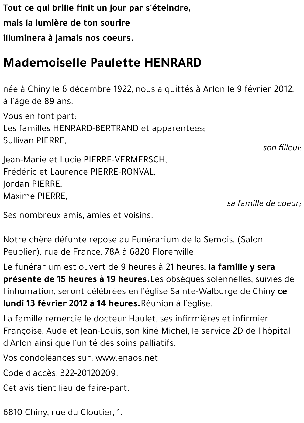 Paulette HENRARD