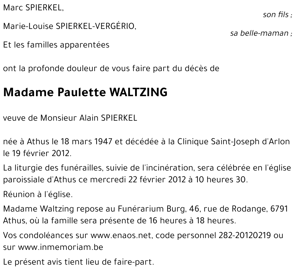 Paulette WALTZING