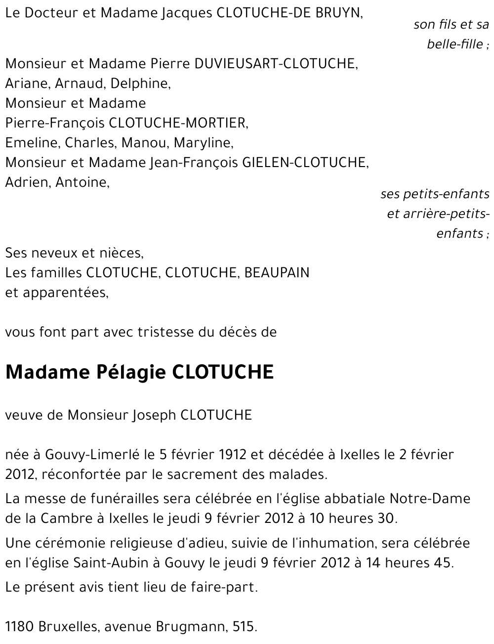 Pélagie CLOTUCHE