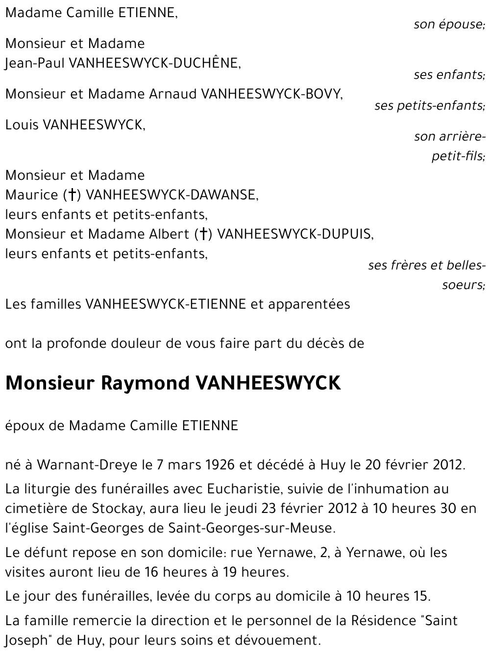 Raymond VANHEESWYCK