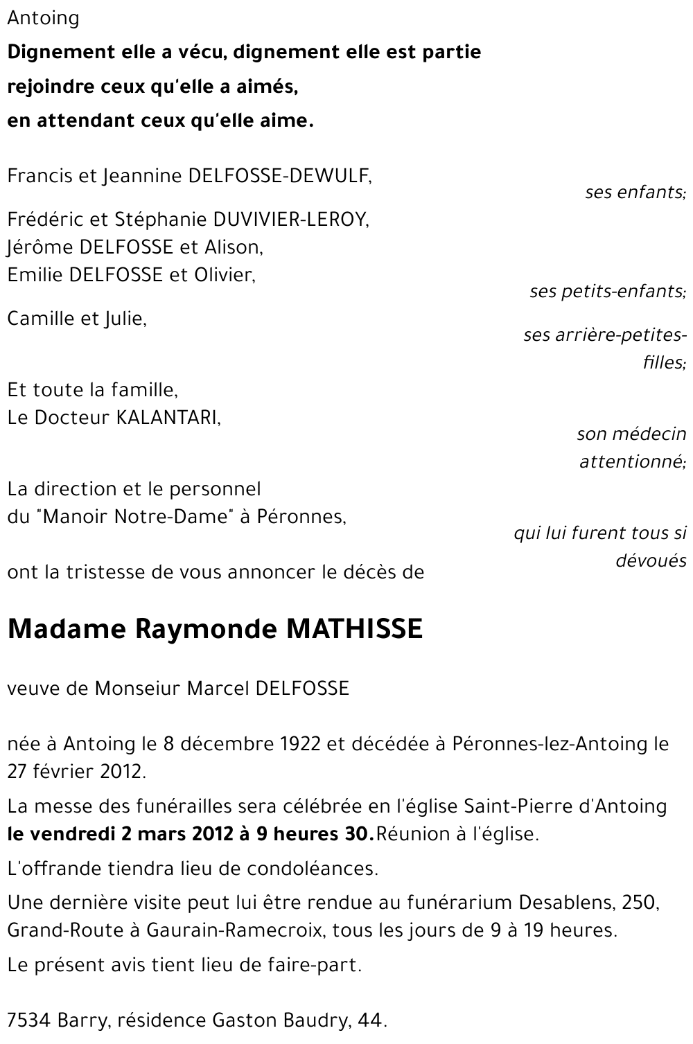 Raymonde MATHISSE