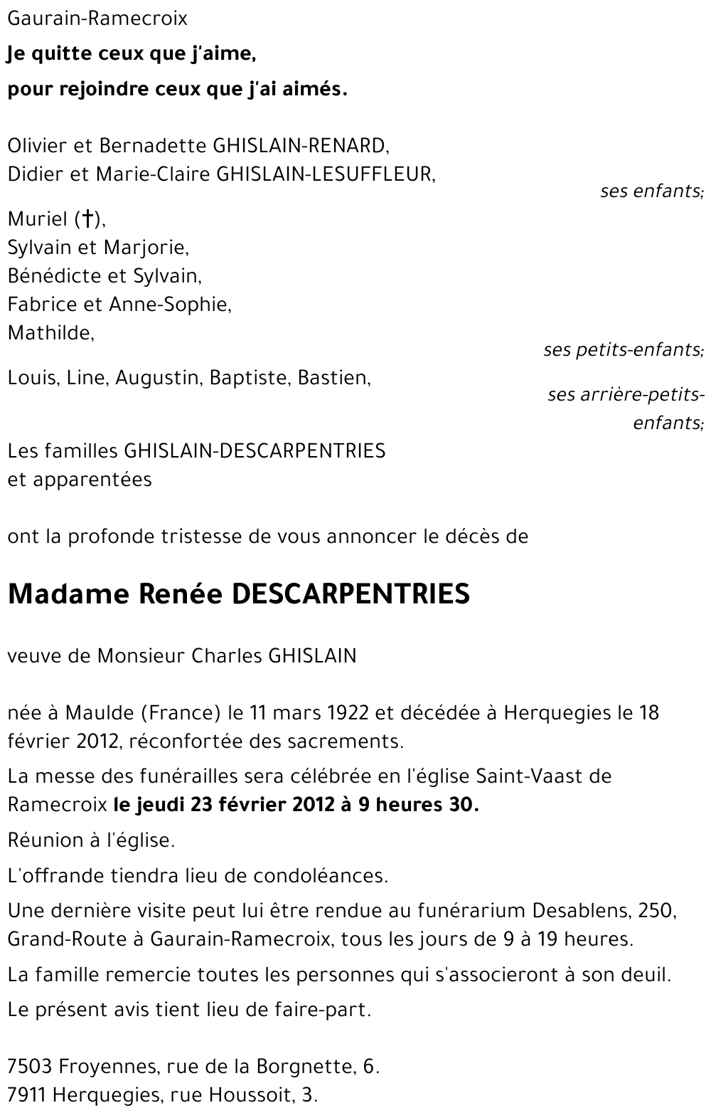 Renée DESCARPENTRIES