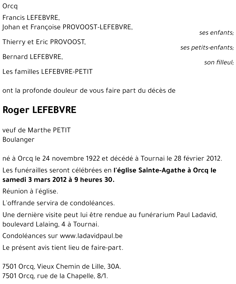 Roger LEFEBVRE