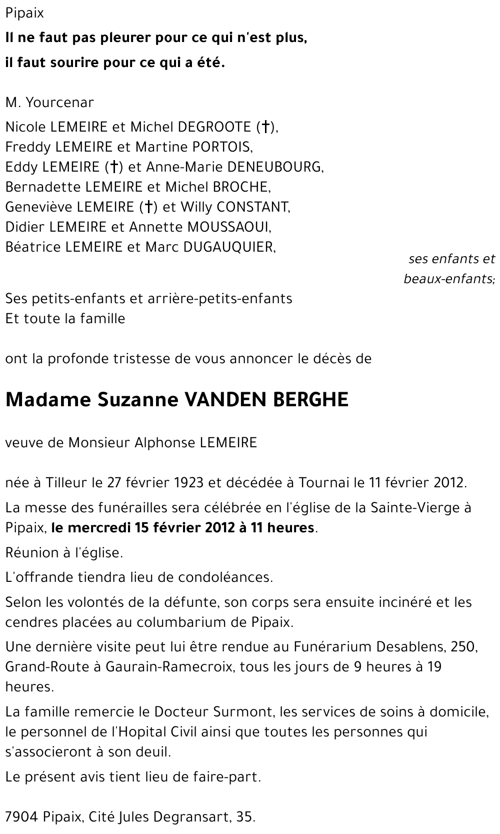 Suzanne VANDEN BERGHE