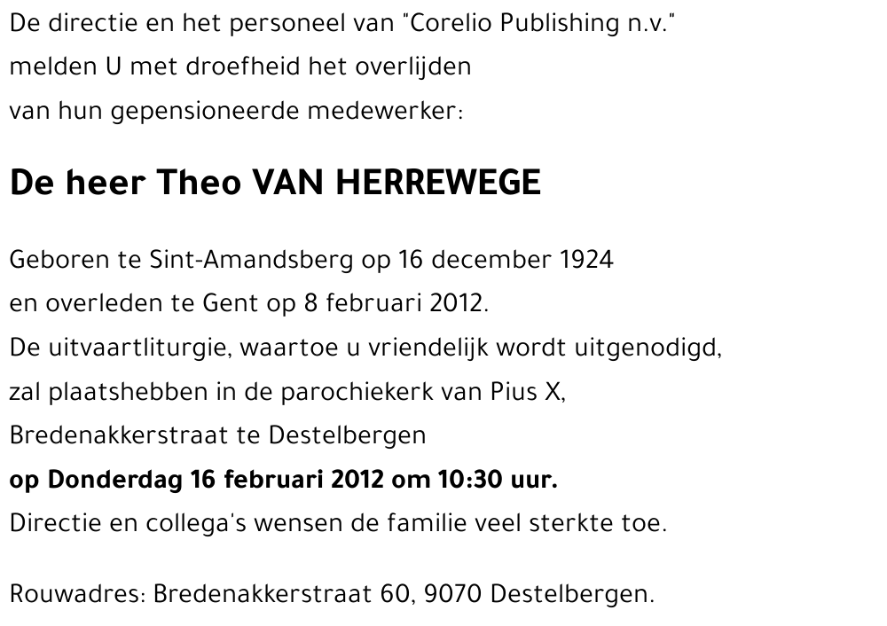 Theo VAN HERREWEGE