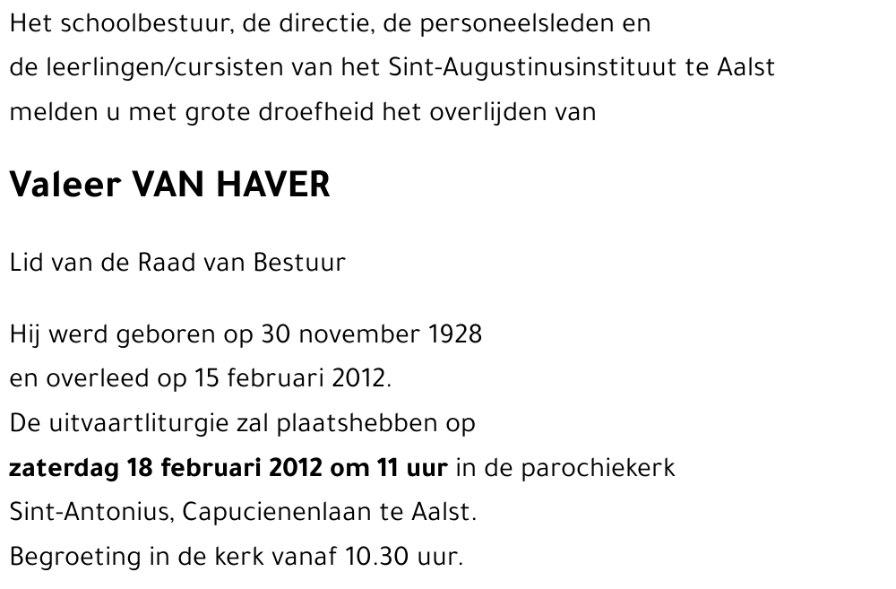 Valeer VAN HAVER