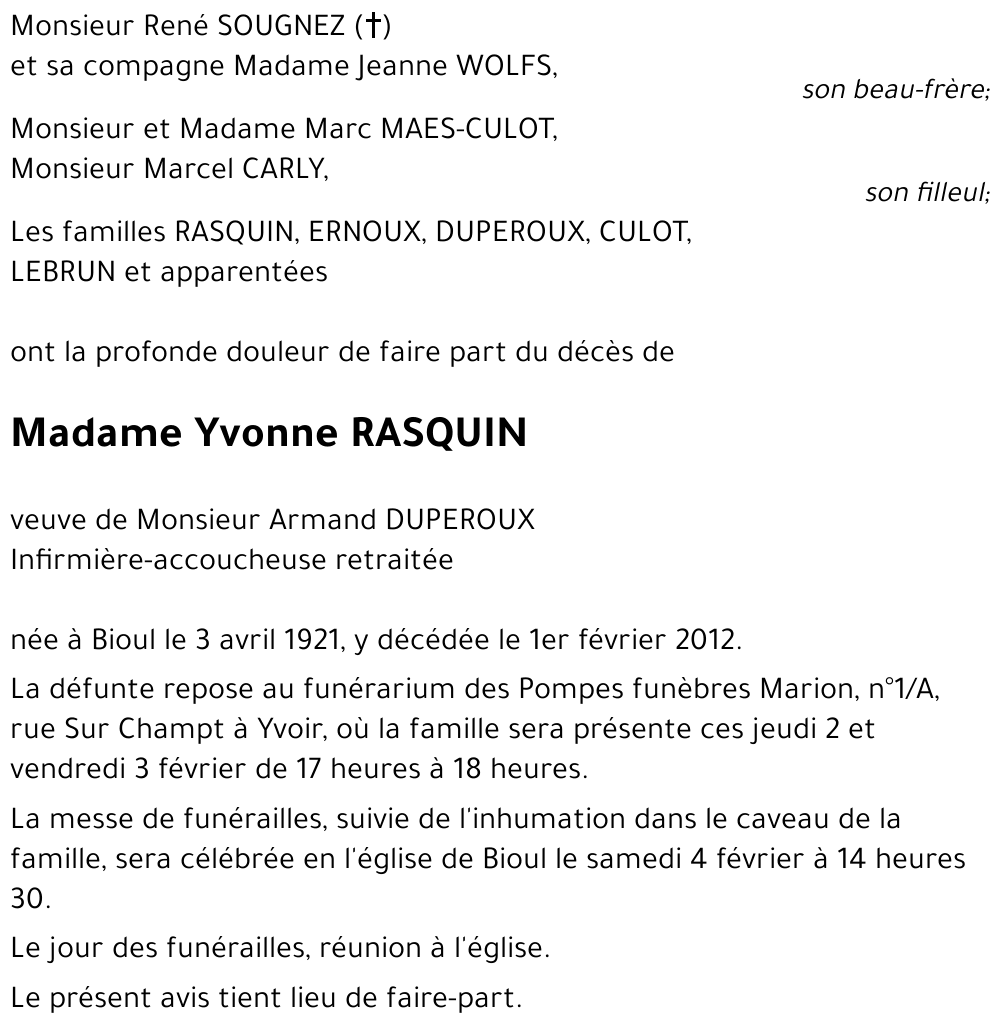 Yvonne RASQUIN