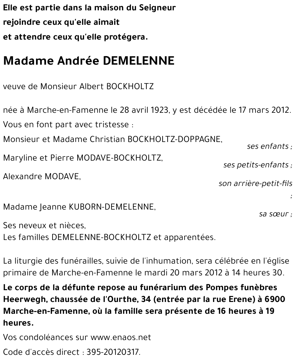 Andrée DEMELENNE