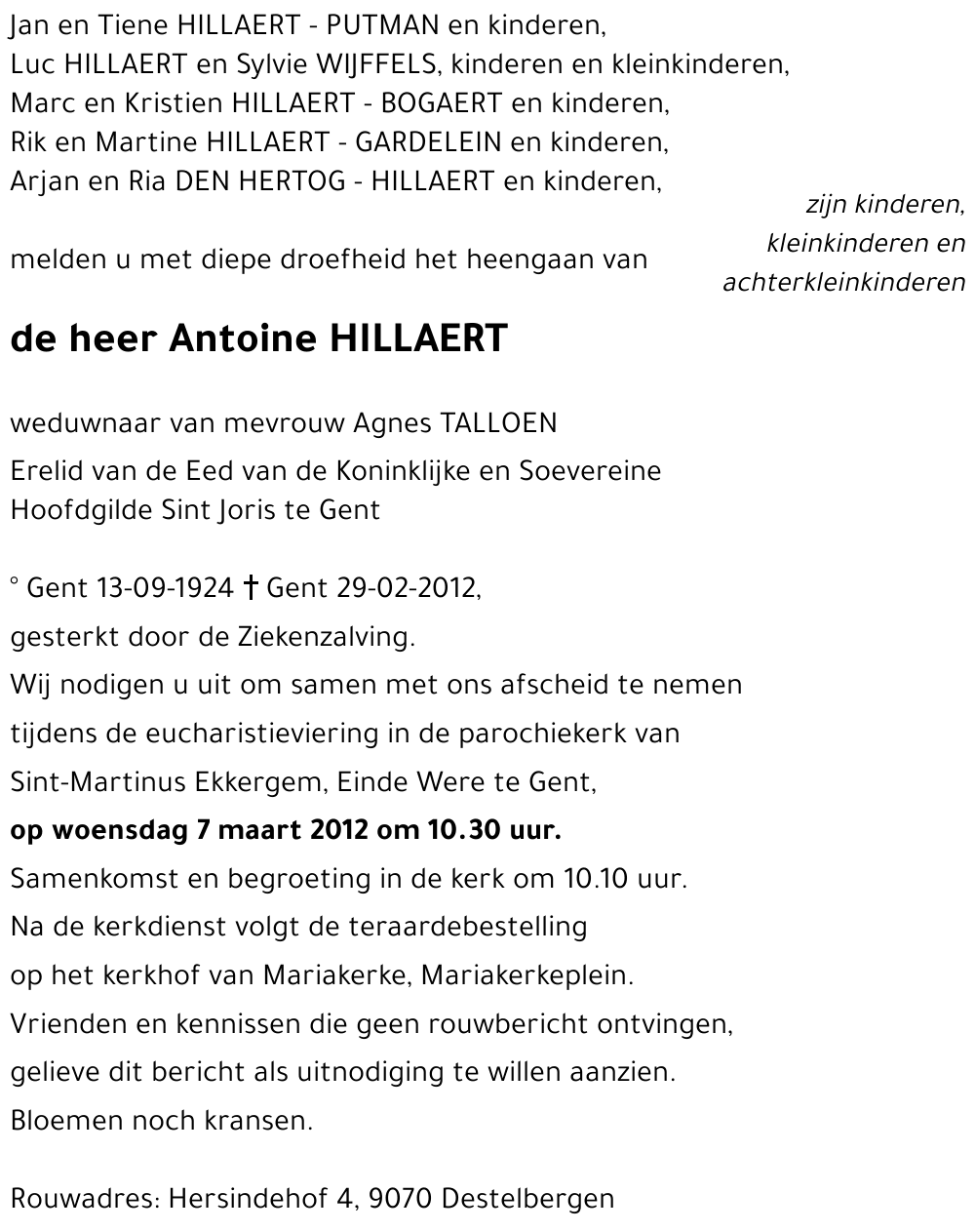 Antoine HILLAERT