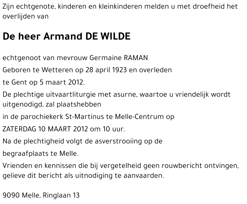 Armand De Wilde