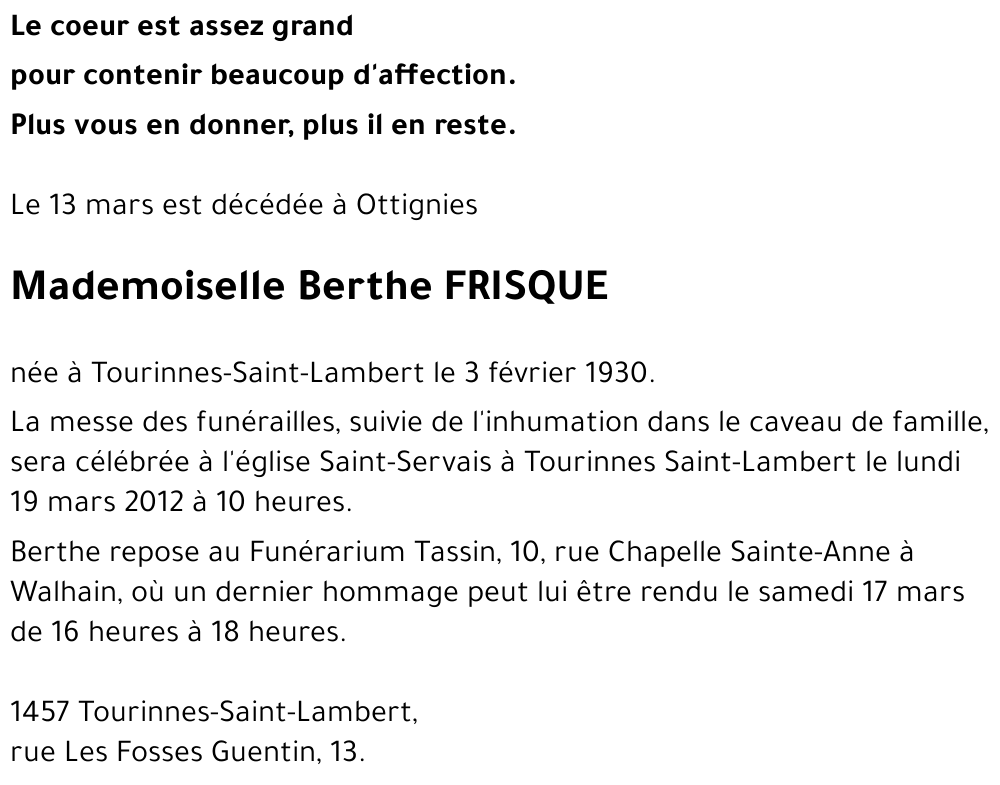 Berthe FRISQUE