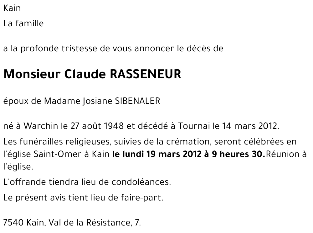 Claude RASSENEUR