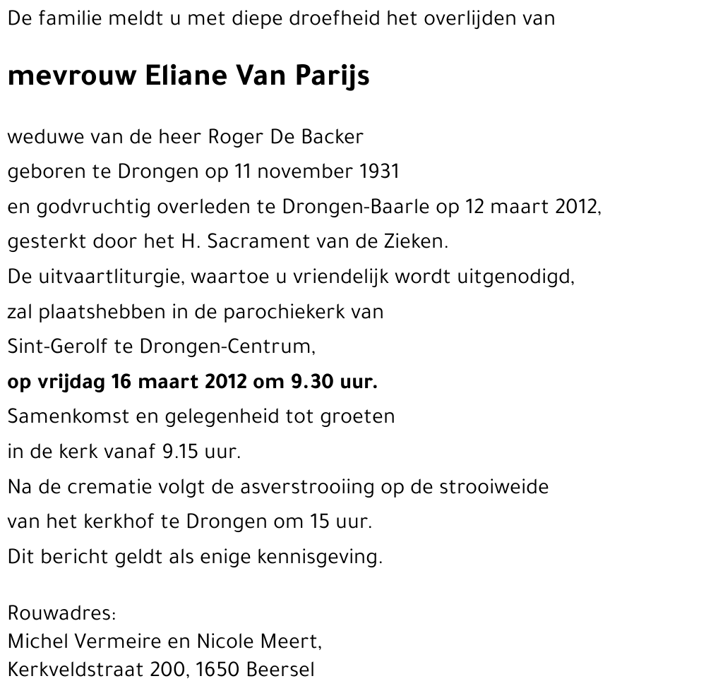 Eliane Van Parijs