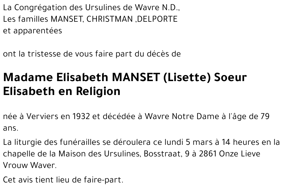Elisabeth MANSET
