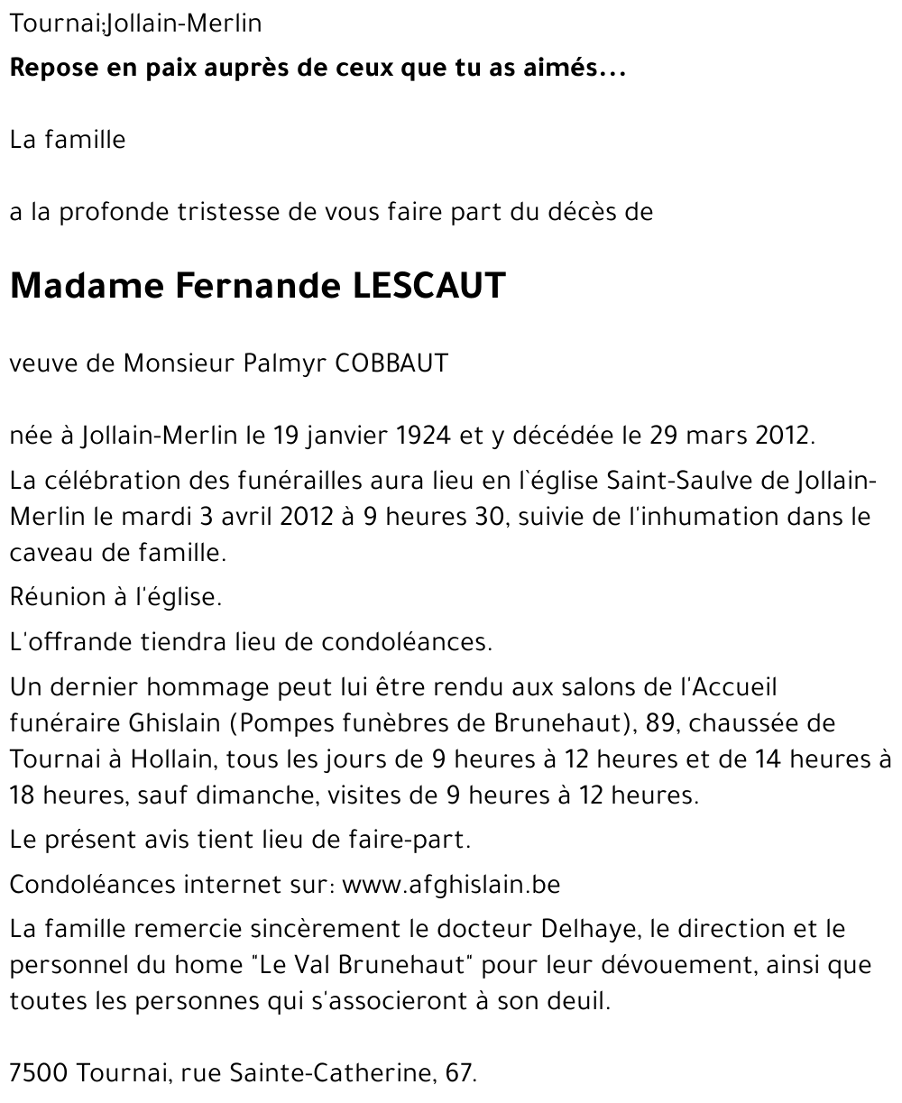 Fernande LESCAUT