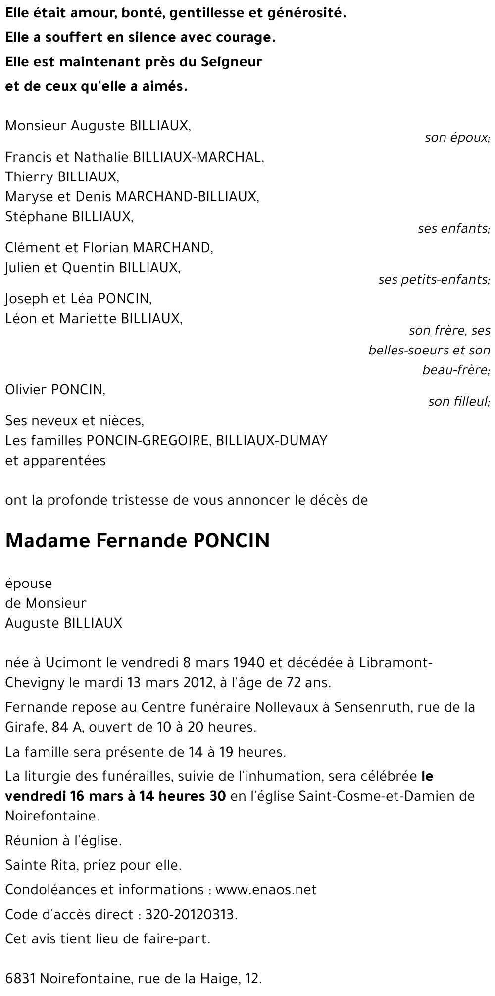 Fernande PONCIN