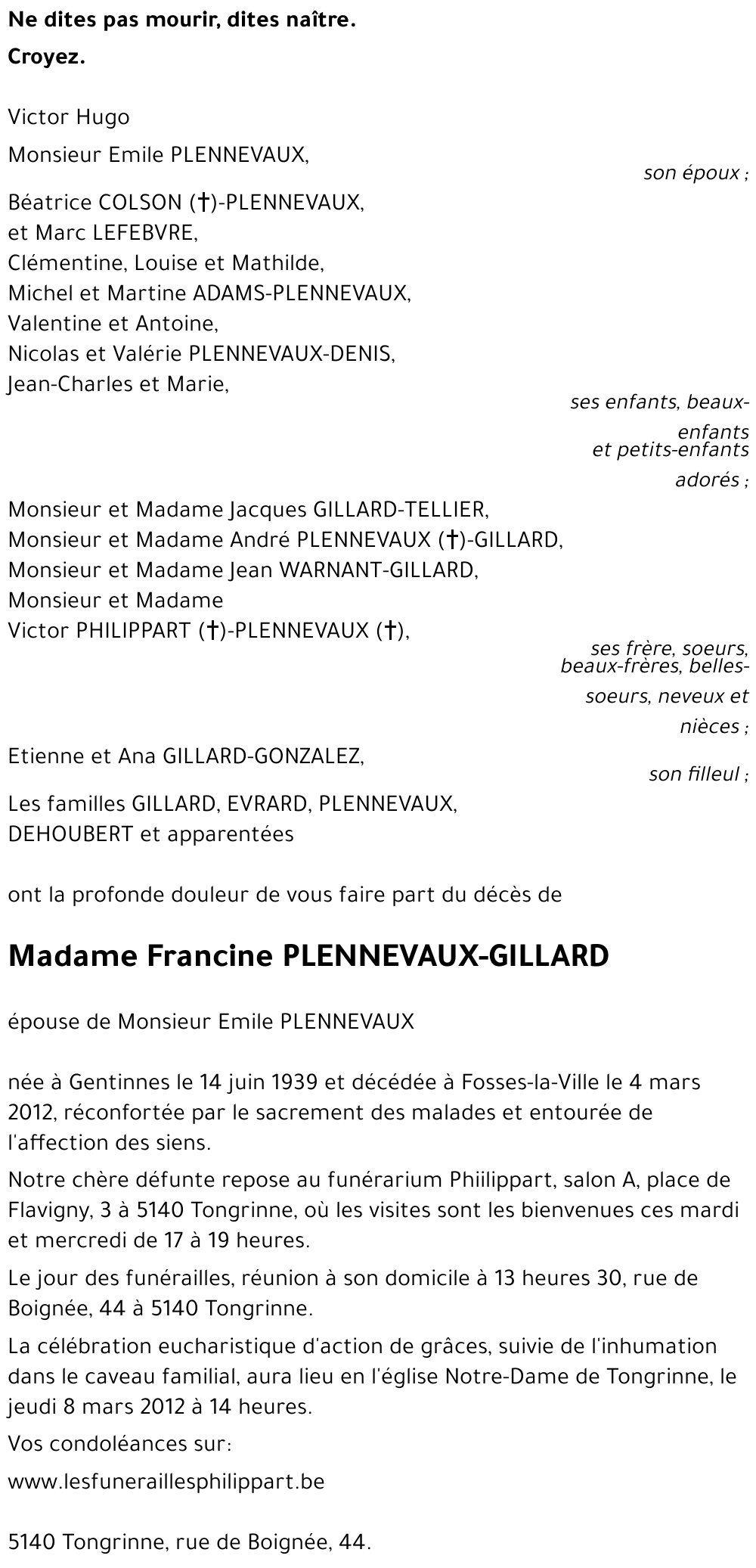 Francine PLENNEVAUX-GILLARD