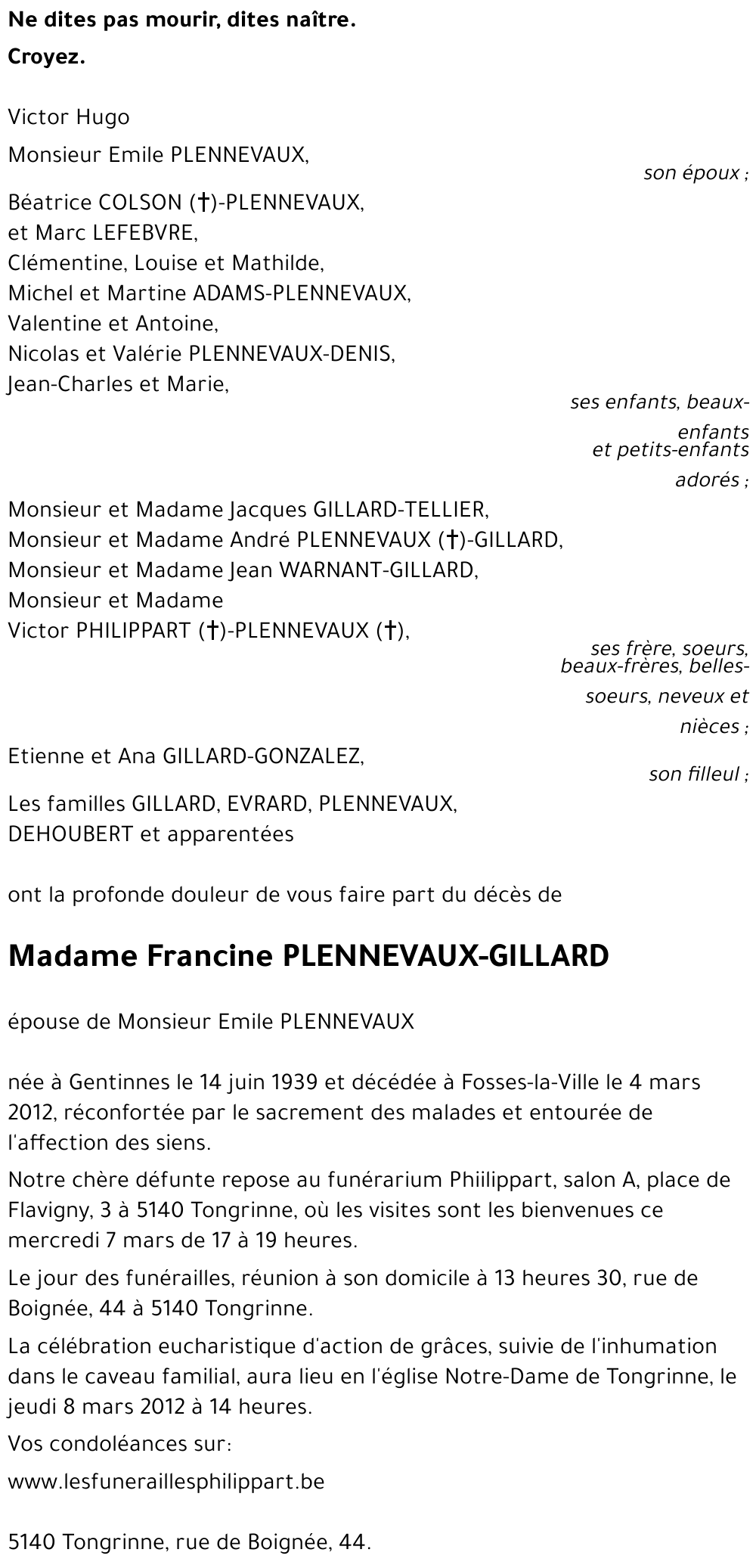 Francine PLENNEVAUX-GILLARD