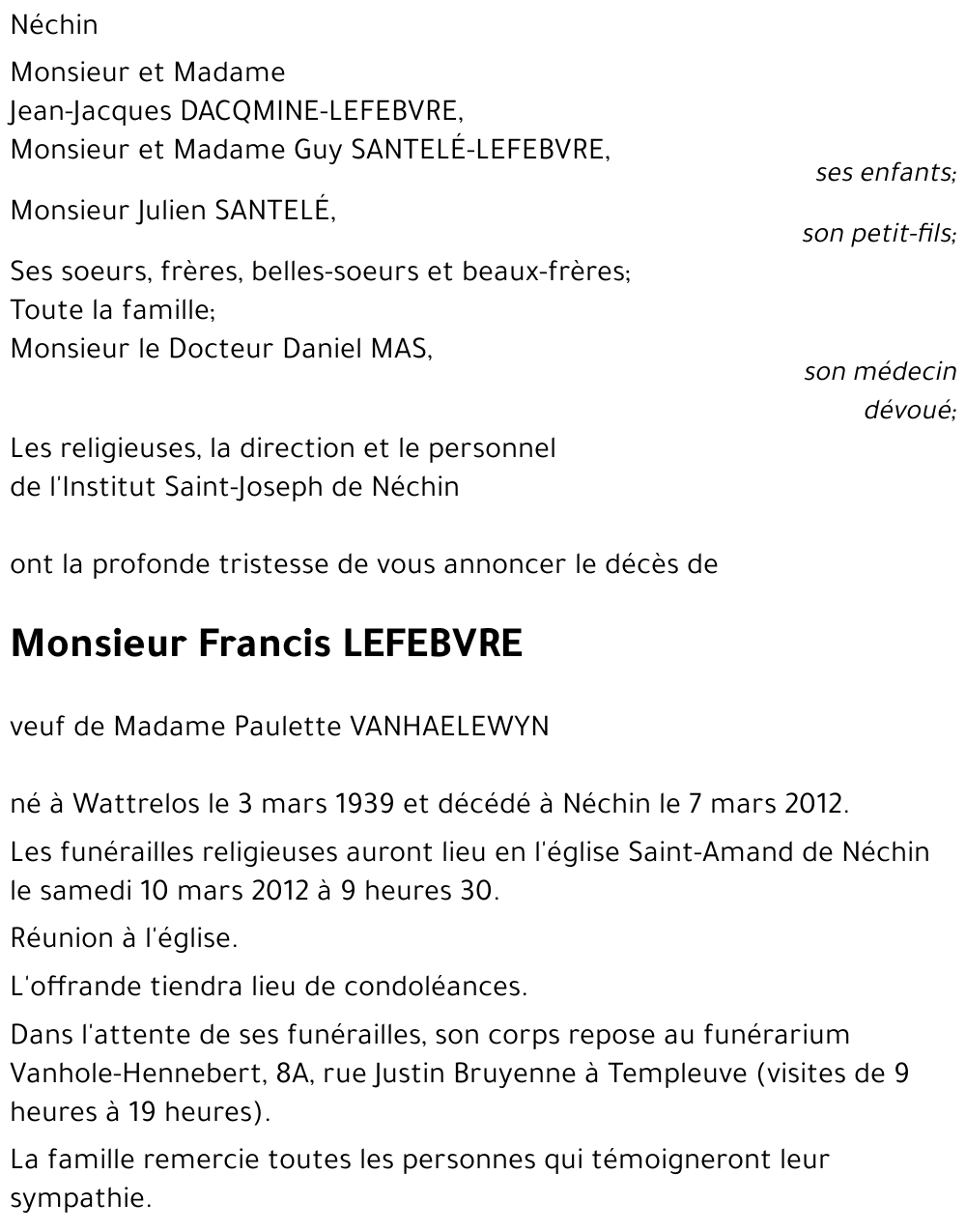 Francis LEFEBVRE