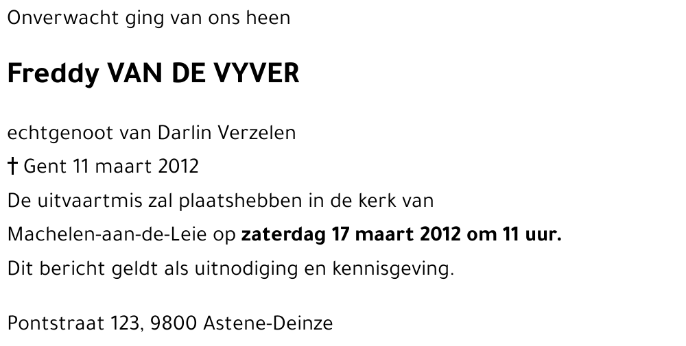 Freddy VAN DE VYVER