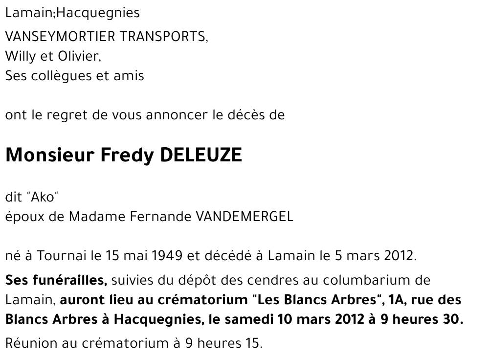 Fredy DELEUZE