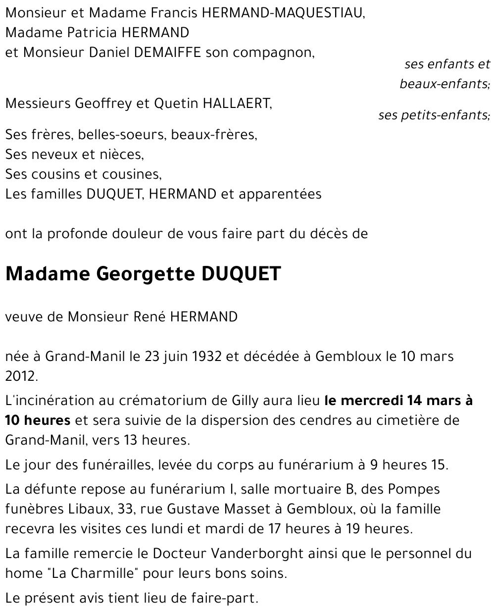 Georgette DUQUET