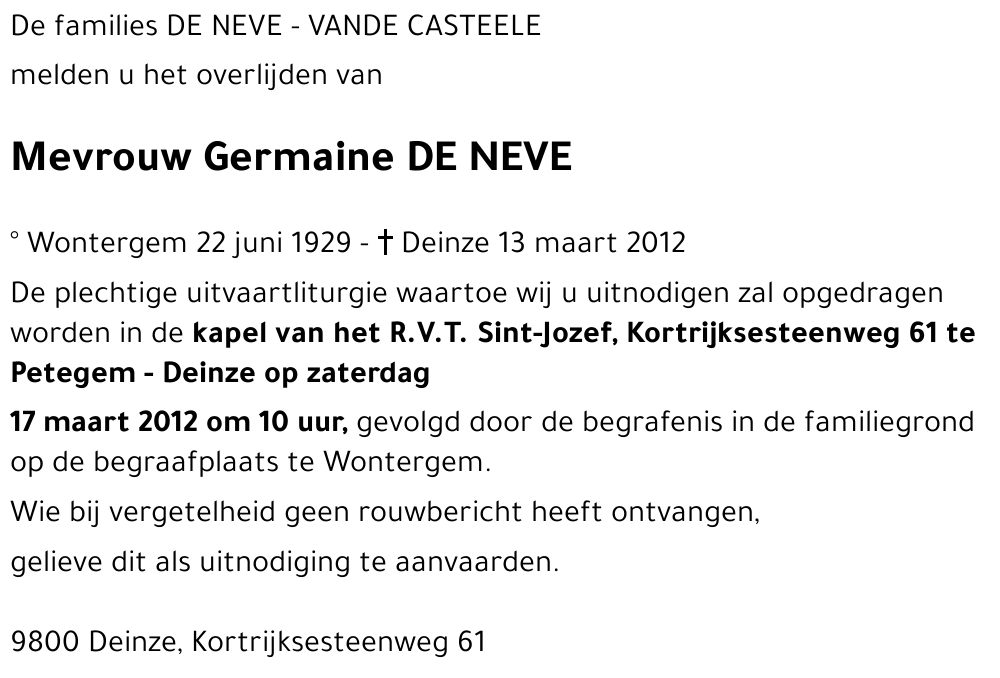 Germaine DE NEVE