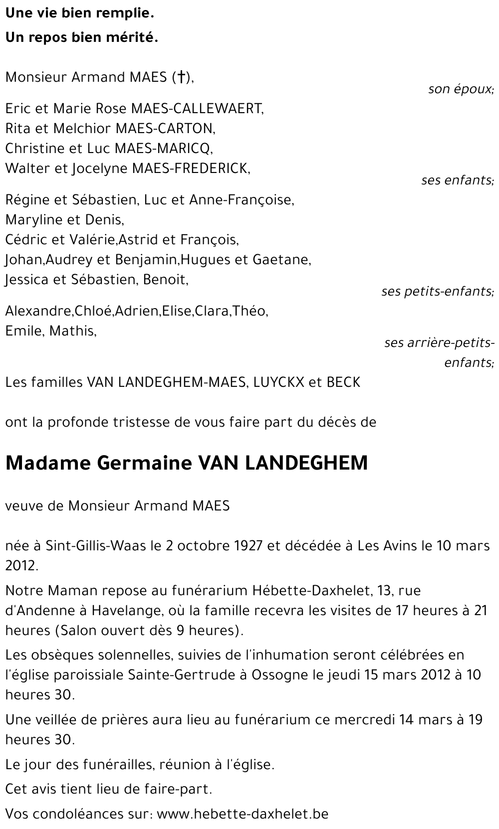 Germaine VAN LANDEGHEM