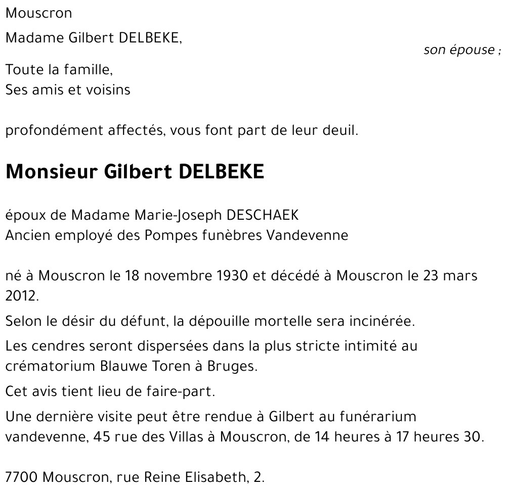 Gilbert DELBEKE