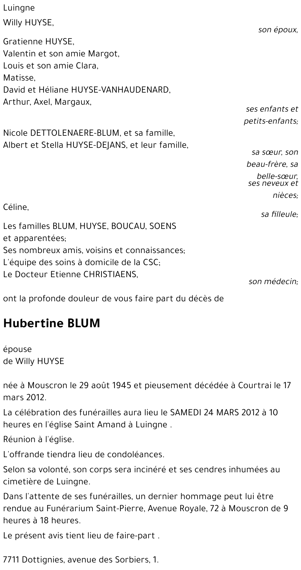 Hubertine BLUM